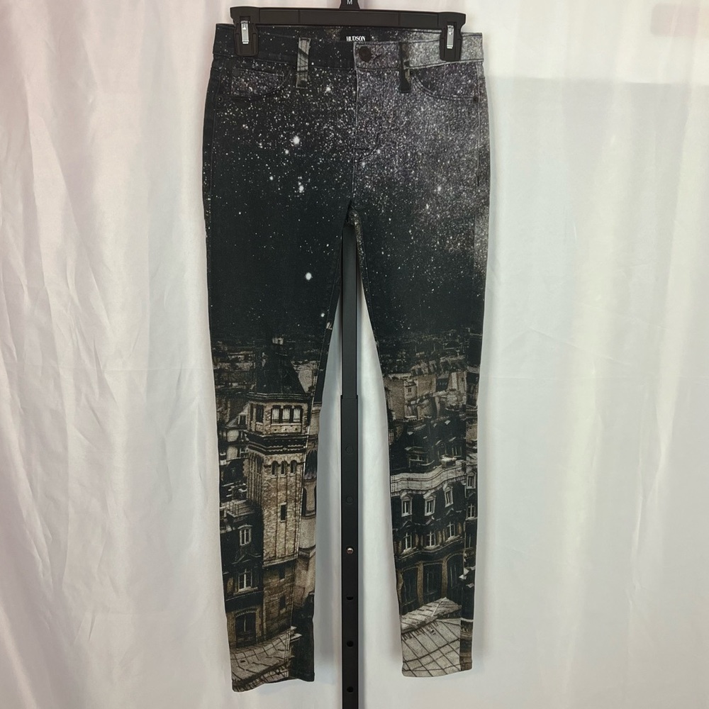 Hudson Jeans Nico Super Skinny Midrise Jeans with Printed City, size 25